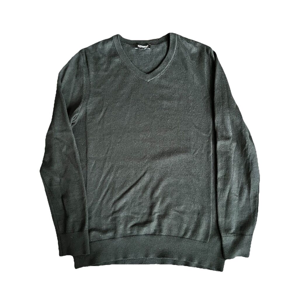 Express Merino Wool Blend V Neck‎ Sweater Men’s S Dark Gray